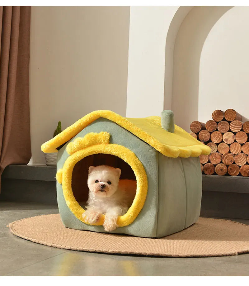 Foldable Dog & Cat House Bed – Warm Pet Nest for Small & Medium Pets