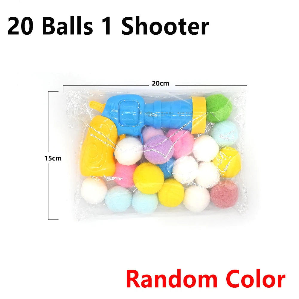 Cat Ball Launcher Toy - 10-100 Plush Balls with Shooting Gun