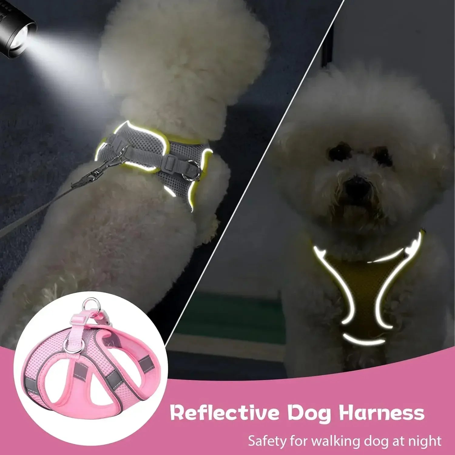 Adjustable Dog & Cat Harness Set – Small Dog Walking Vest with Leash