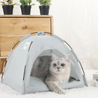 Clamshell Cat Tent Bed - Winter Warm Pet Sofa with Cushion