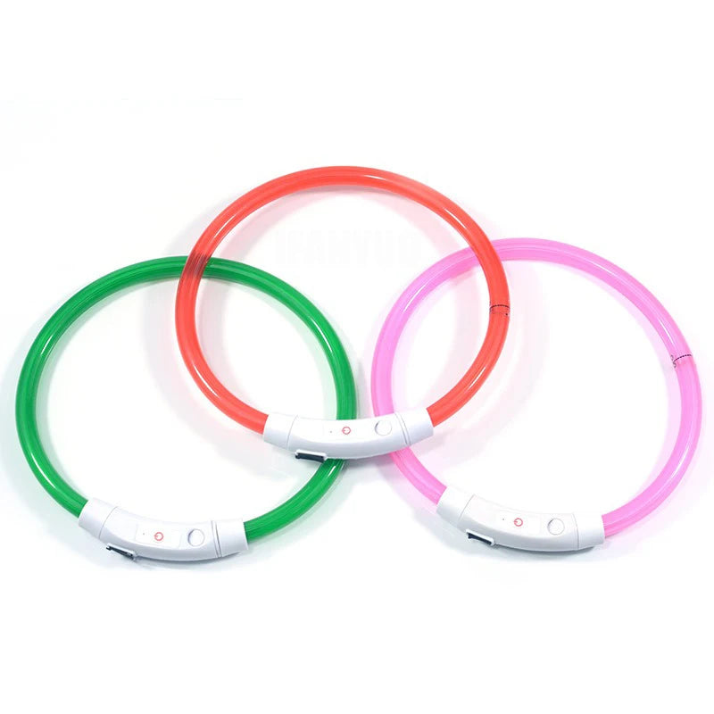 USB Rechargeable LED Dog Collar - 3 Mode Glow Collar for Night Safety