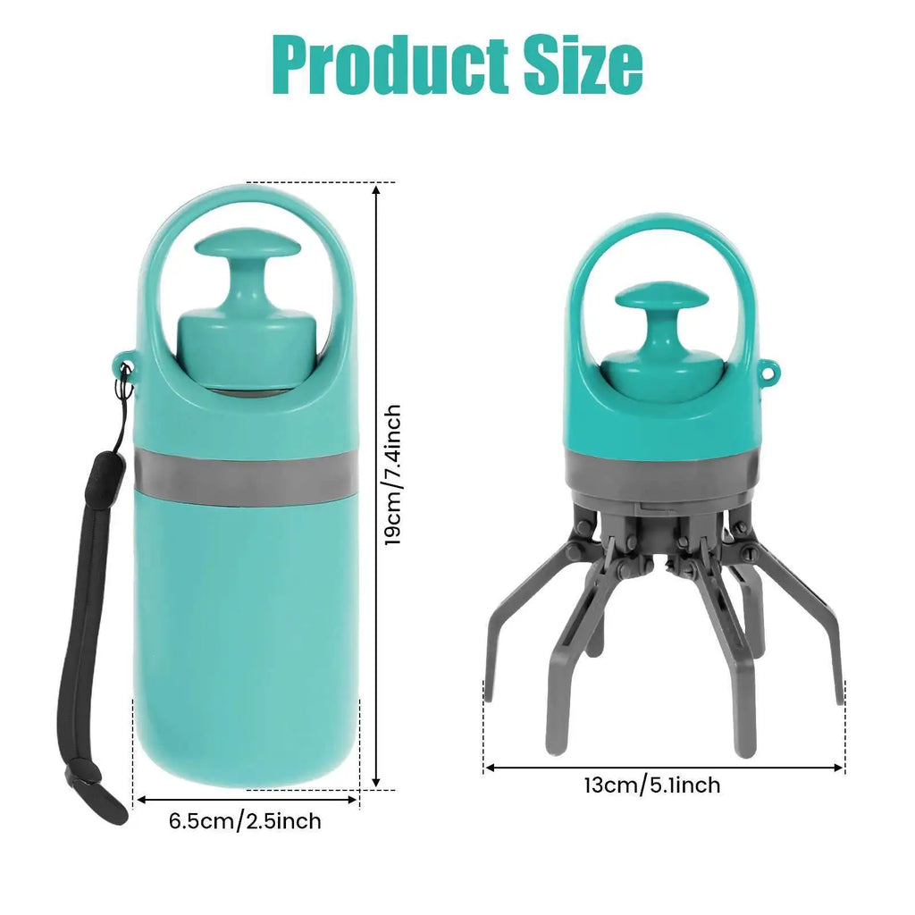 Portable Poop Scooper - Handheld Waste Cleaner with Built-in Bag Dispenser