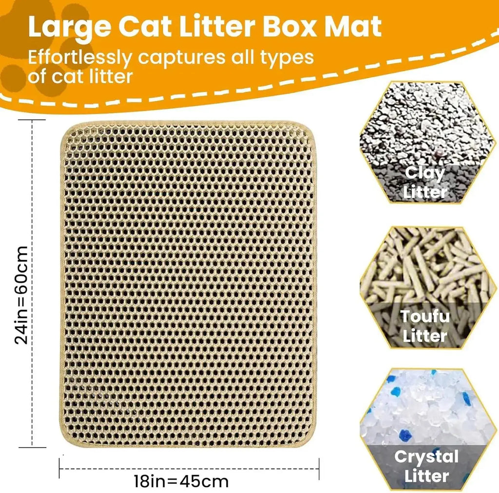 Honeycomb Cat Litter Mat - Double Layer Waterproof & Easy Clean Design