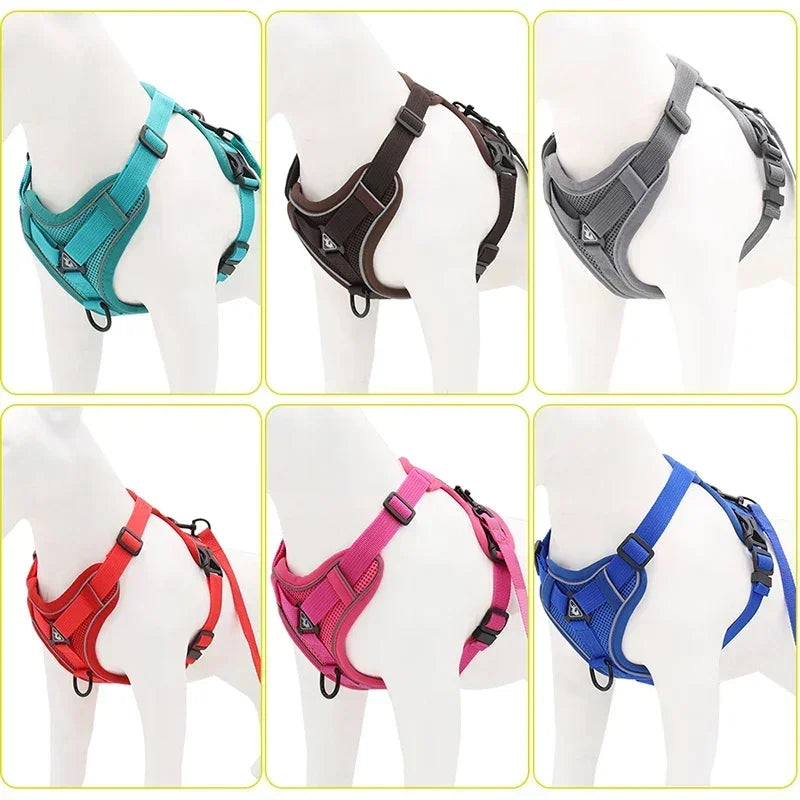 No-Pull Dog & Cat Harness Set – Adjustable Reflective Vest with Leash
