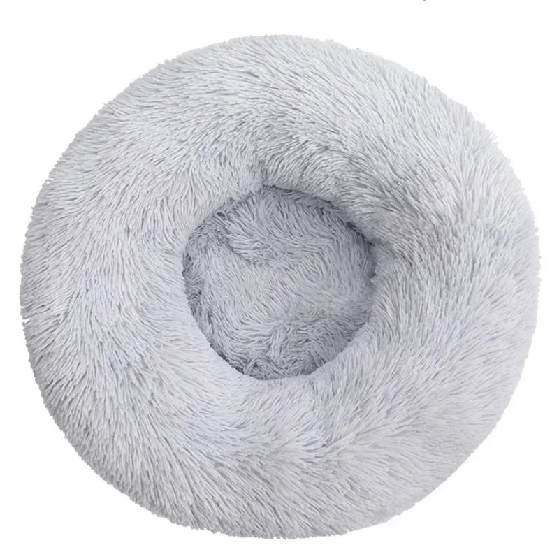 Round Plush Pet Bed – Soft Warm Dog & Cat Bed for Winter