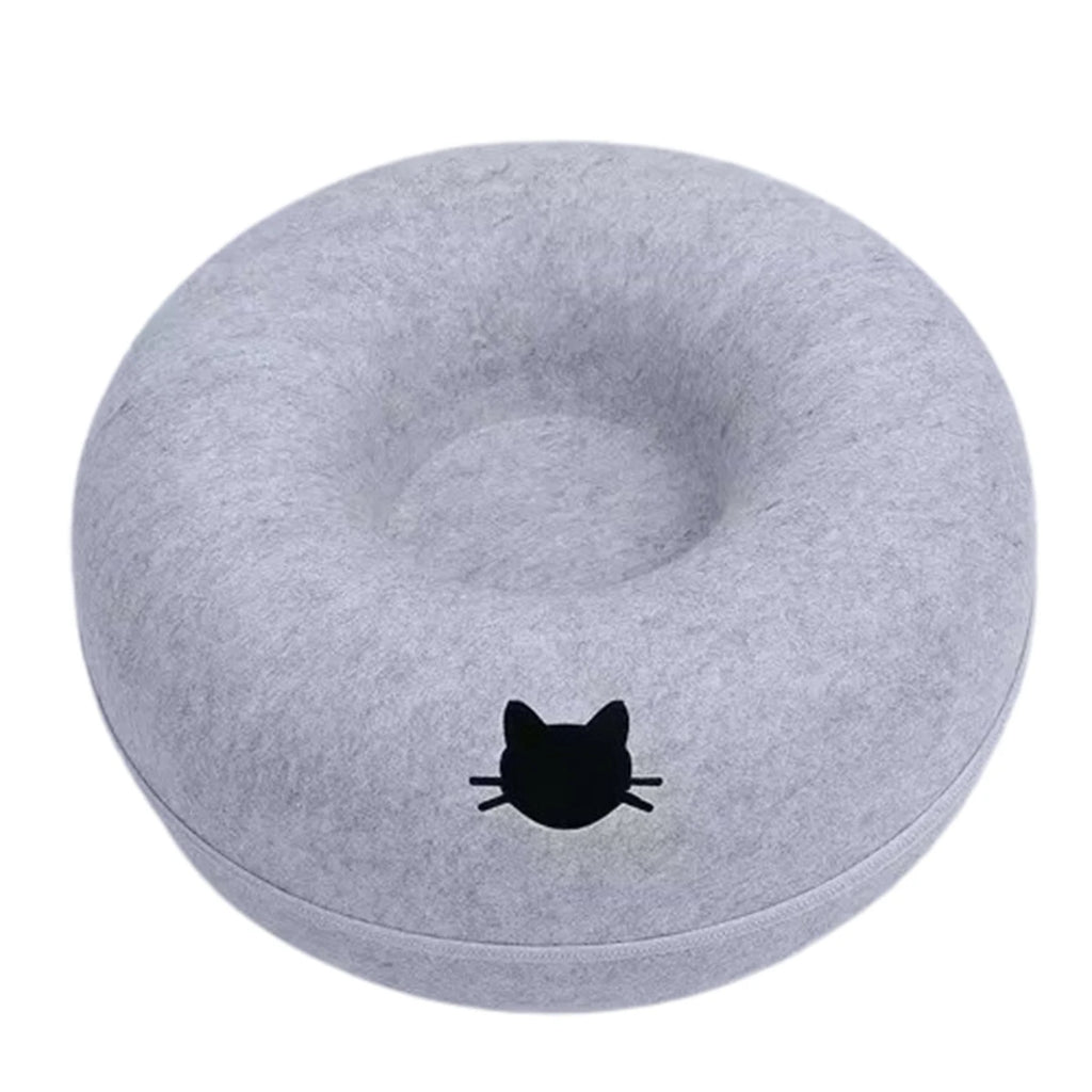 Felt Donut Cat Bed – 2-in-1 Hideaway & Tunnel for Cats