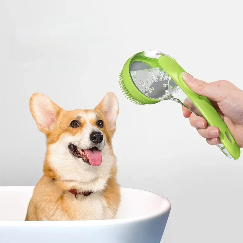 Dog Bath Brush with Shampoo Dispenser - 2-in-1 Grooming & Washing Tool