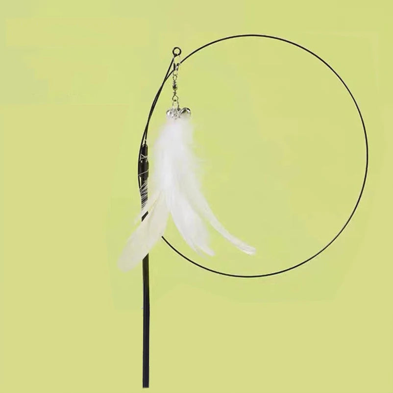 Interactive Cat Feather Toy - Suction Cup Mounted with Replaceable Feathers