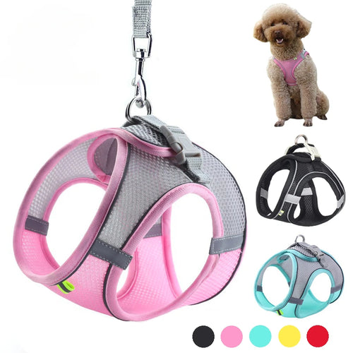 Adjustable Puppy Harness Set - Reflective Vest with Leash for Small Dogs