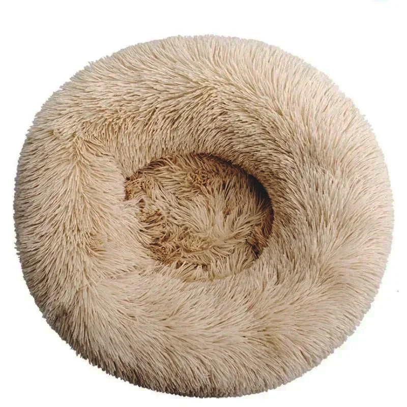 Round Plush Pet Bed – Soft Warm Dog & Cat Bed for Winter