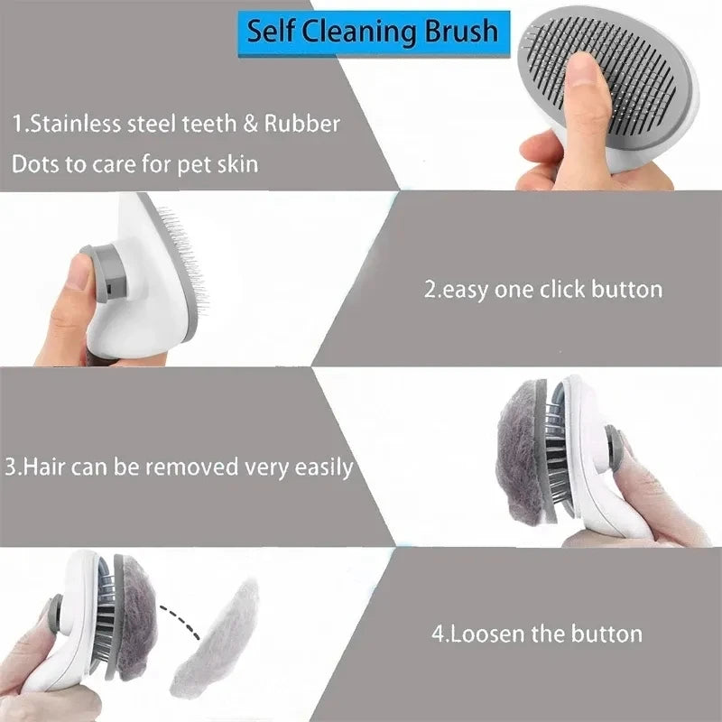Self-Cleaning Pet Hair Comb – Cat & Dog Grooming Slicker Brush