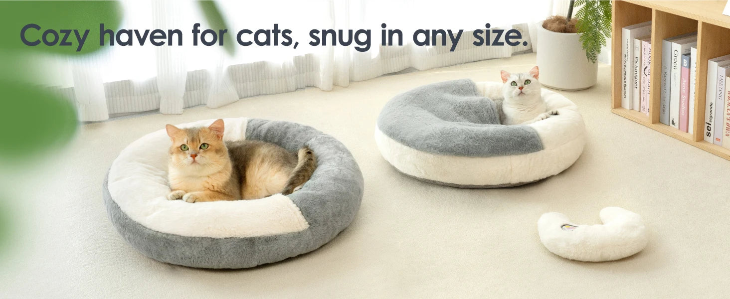Enclosed Cat Cave Bed - Hooded Donut Design with Non-Slip Base
