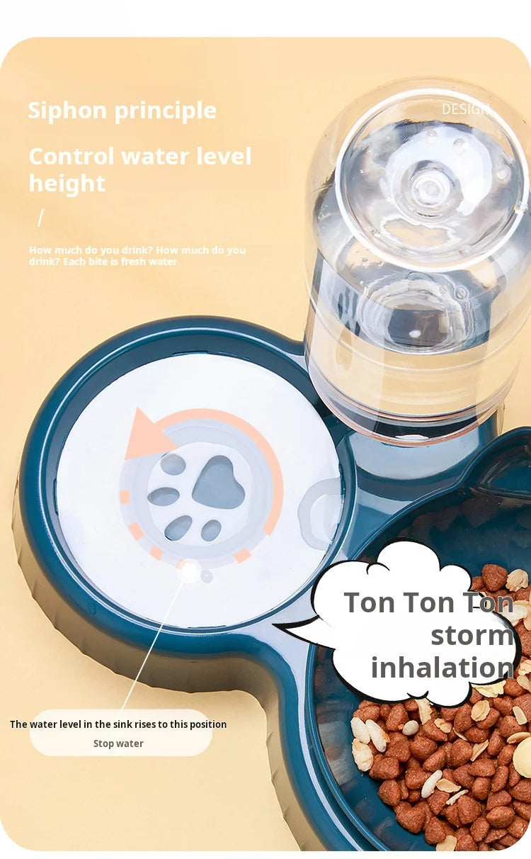 3-in-1 Pet Bowl Set – Tilted Cat & Dog Food Bowl with Water Feeder