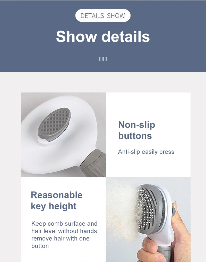 Pet Grooming Brush – Dog & Cat Hair Remover Comb for Long Hair