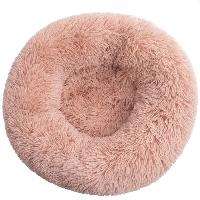 Round Plush Pet Bed – Soft Warm Dog & Cat Bed for Winter