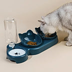 3-in-1 Pet Bowl Set – Tilted Cat & Dog Food Bowl with Water Feeder