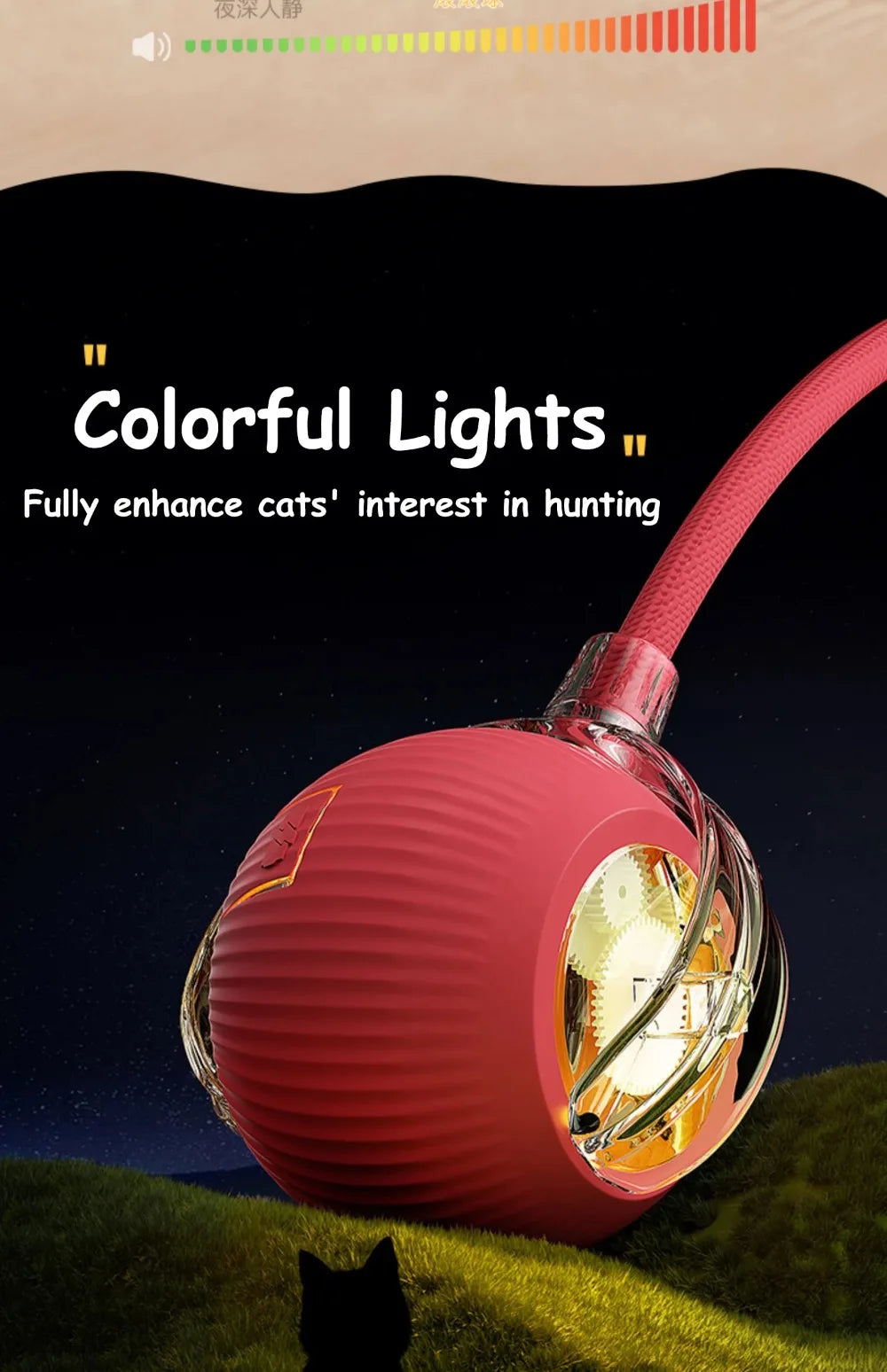 Automatic Cat Ball Toy – Smart Rolling Ball with Faux Tail