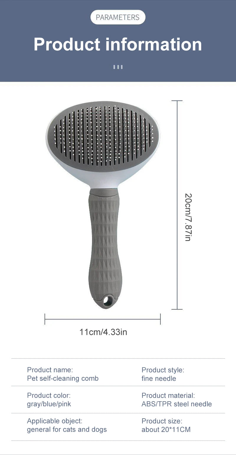 Pet Grooming Brush – Dog & Cat Hair Remover Comb for Long Hair