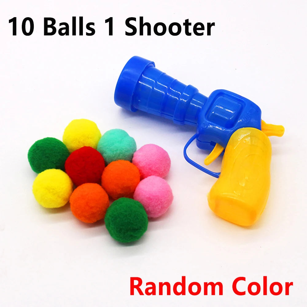 Cat Ball Launcher Toy - 10-100 Plush Balls with Shooting Gun