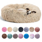 Round Plush Pet Bed – Soft Warm Dog & Cat Bed for Winter