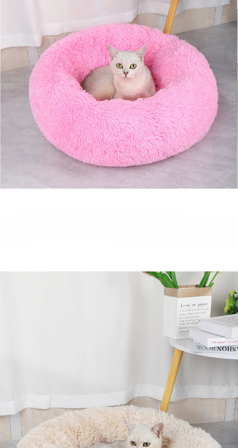 Plush Cat & Dog Nest – Warm Detachable Pet Bed for Winter