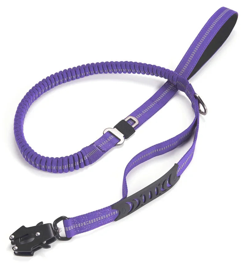 Reflective Bungee Dog Leash – Heavy-Duty No-Pull Leash with Seatbelt