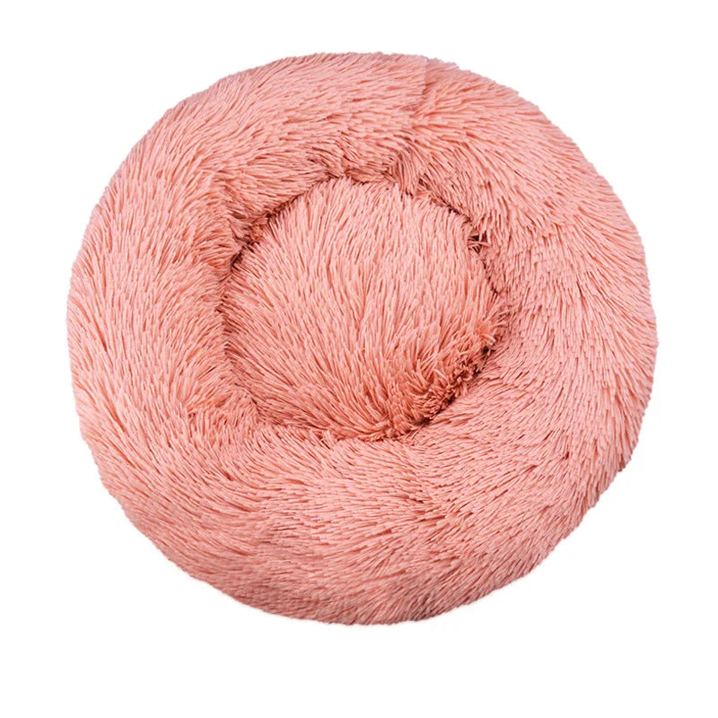Round Plush Pet Bed – Warm Washable Dog & Cat Sofa