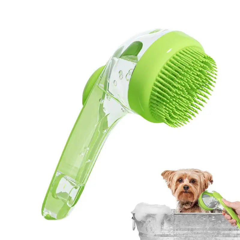 Pet Shampoo Bath Brush with Soap Dispenser – Soft Silicone Grooming Tool