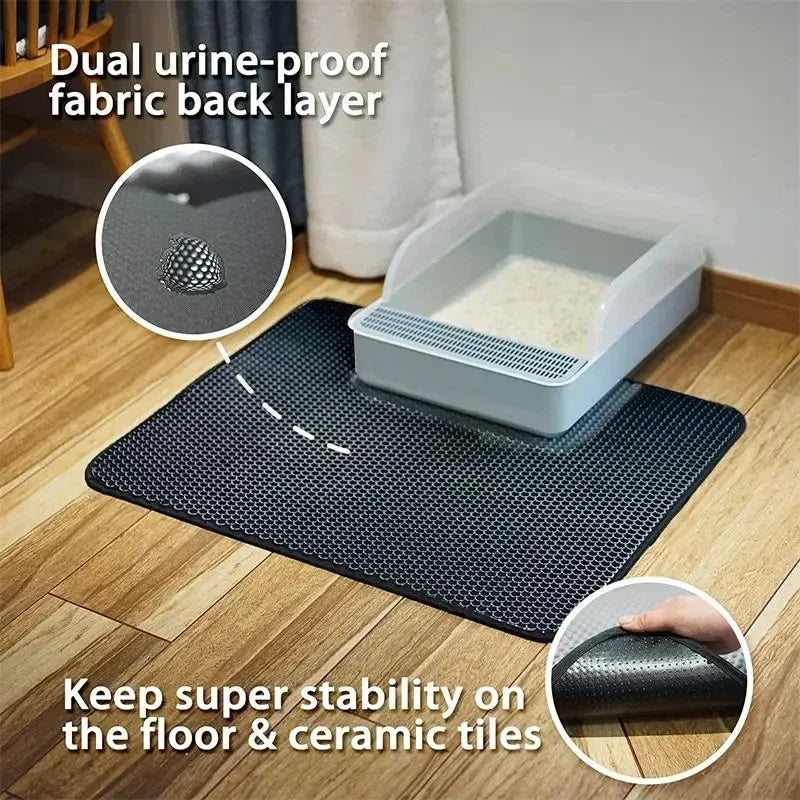 Waterproof Cat Litter Mat – Double Layer Non-Slip Pet Clean Pad