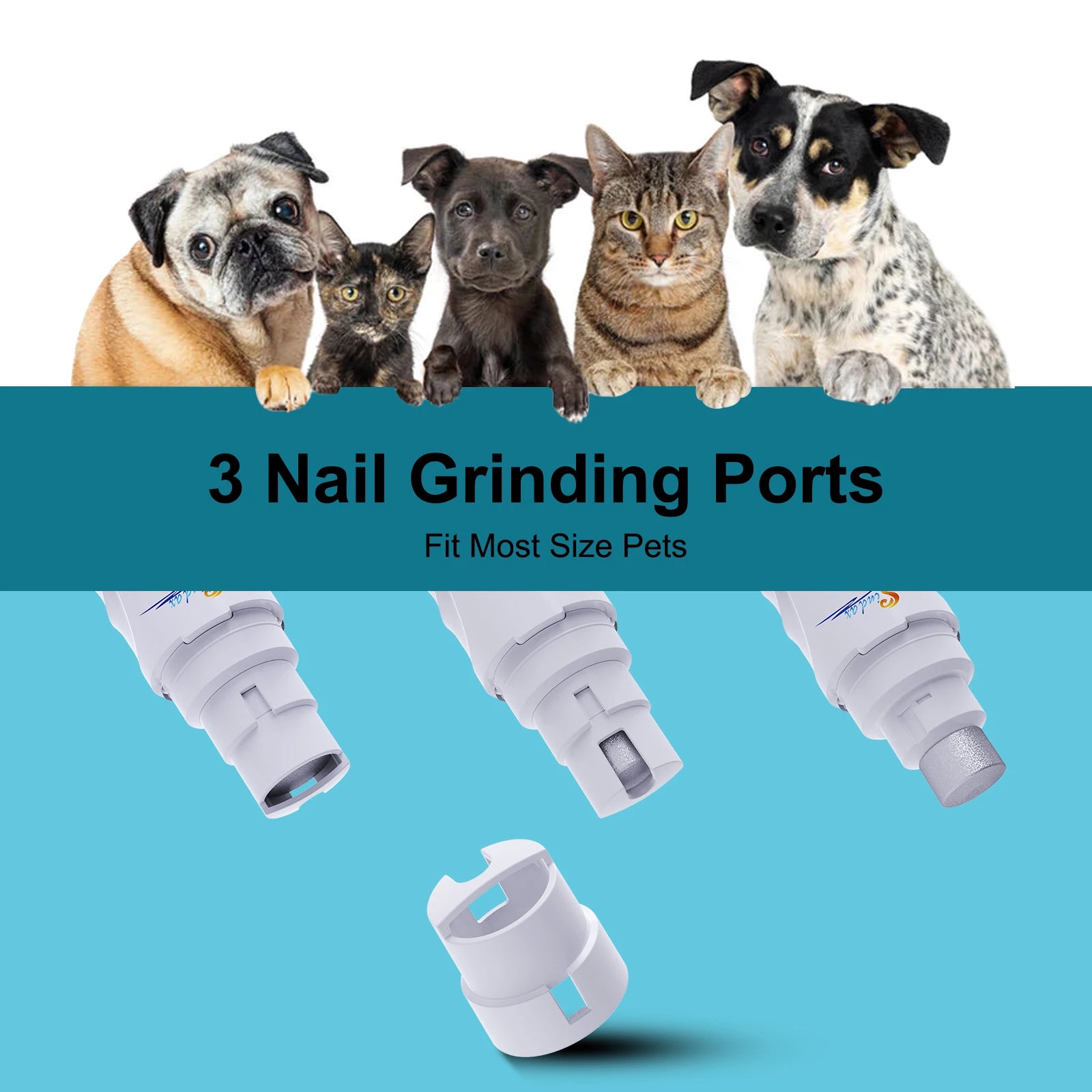 USB Rechargeable Dog Nail Grinder - Quiet Electric Claw Trimmer with 2 Speeds