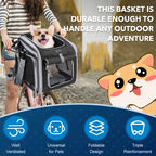 Expandable Pet Bike Basket - Soft-Sided Carrier with 4 Doors