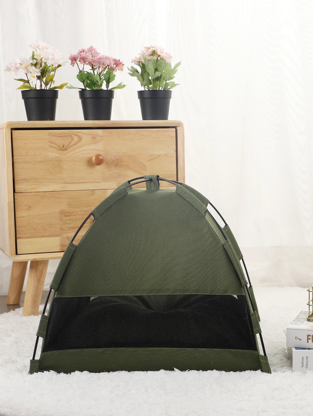 Clamshell Cat Tent Bed - Winter Warm Pet Sofa with Cushion