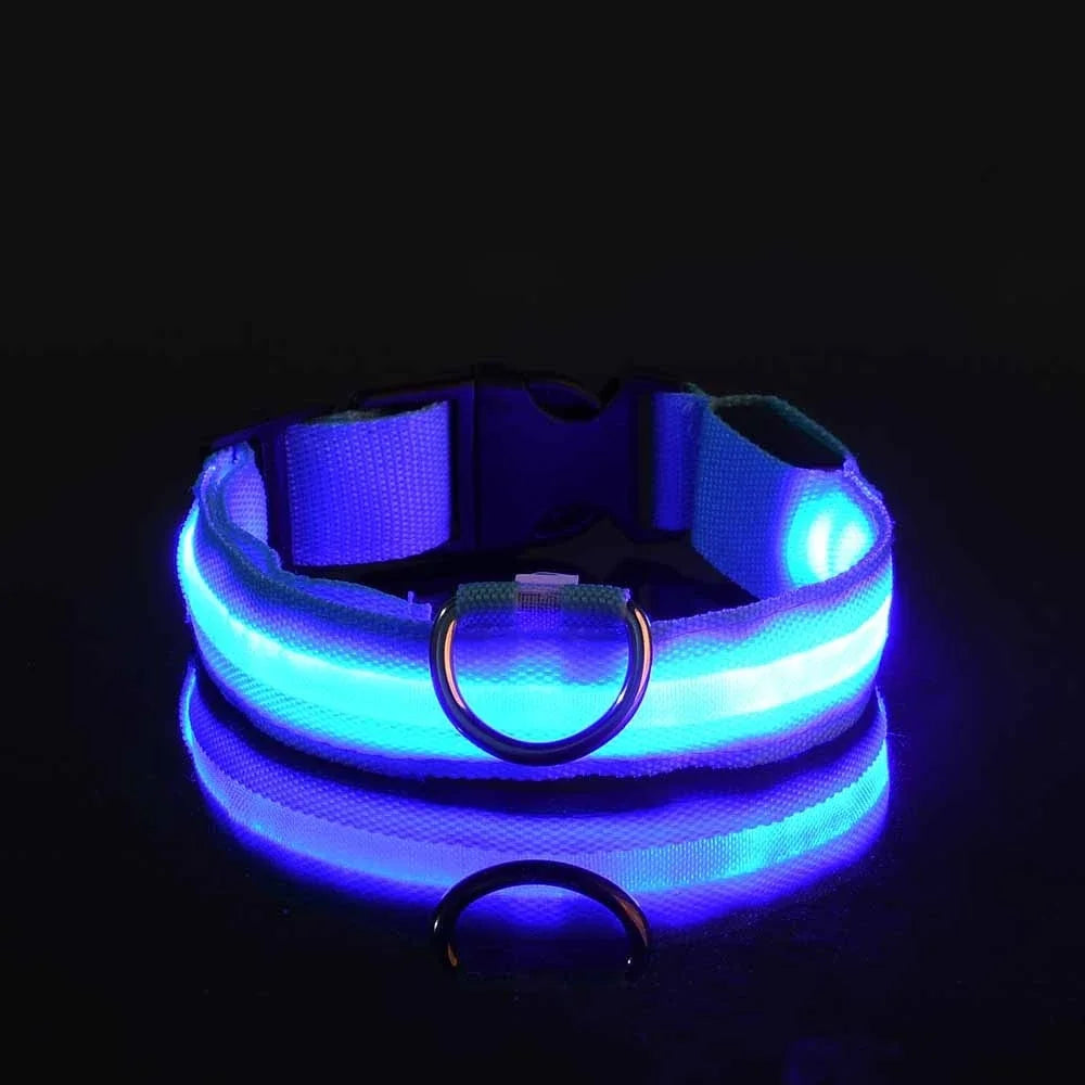 LED Dog Collar – Luminous Nylon Night Safety Collar for Pets