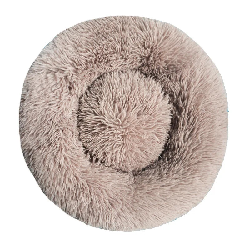 Round Plush Pet Bed – Warm Washable Dog & Cat Sofa
