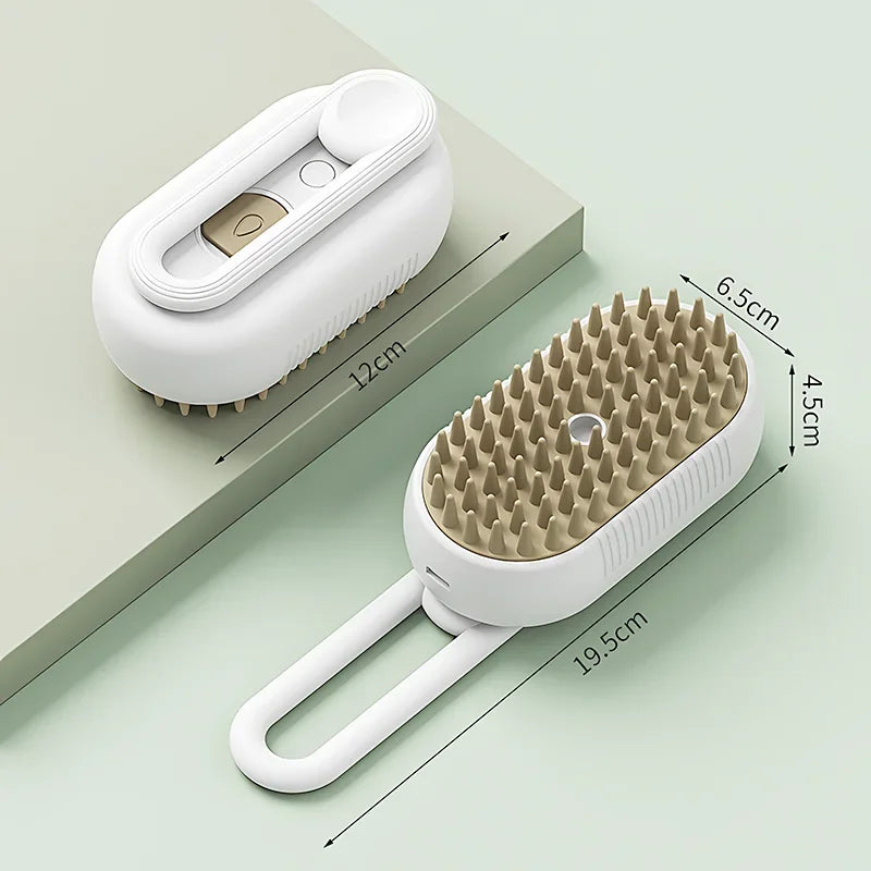 3-in-1 Steam Brush for Pets - Hair Removal, Spray & Massage Grooming Comb