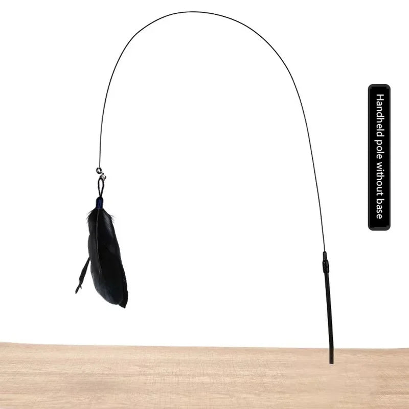 Cat Teaser Wand Toy – Bell & Replaceable Feather Interactive Stick