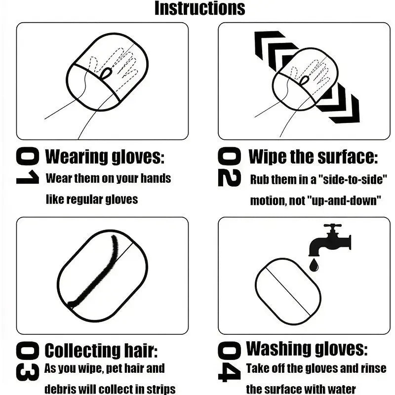 Reusable Pet Hair Removal Gloves – Double Brush Design for Cats & Dogs