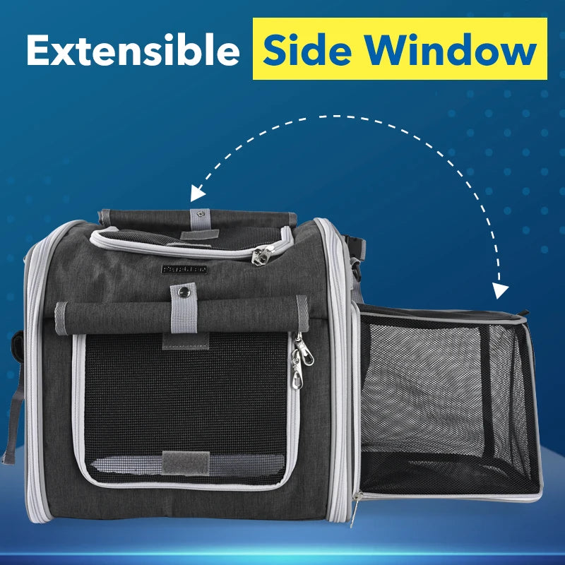 Expandable Pet Bike Basket - Soft-Sided Carrier with 4 Doors