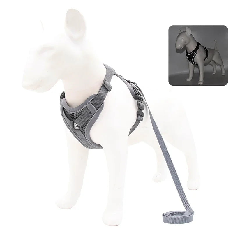 No-Pull Dog & Cat Harness Set – Adjustable Reflective Vest with Leash