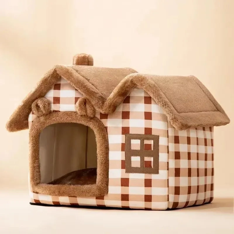 Foldable Dog & Cat House Bed – Warm Pet Nest for Small & Medium Pets