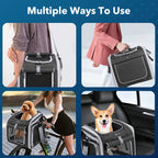 Expandable Pet Bike Basket - Soft-Sided Carrier with 4 Doors