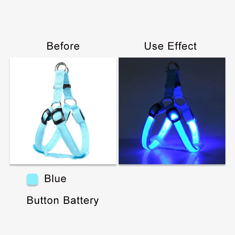 LED Glow Dog Harness - Reflective No-Pull Harness with 3 Light Modes