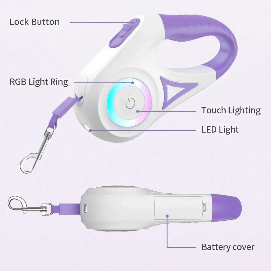 LED Retractable Dog Leash - Illuminated Roulette Leash
