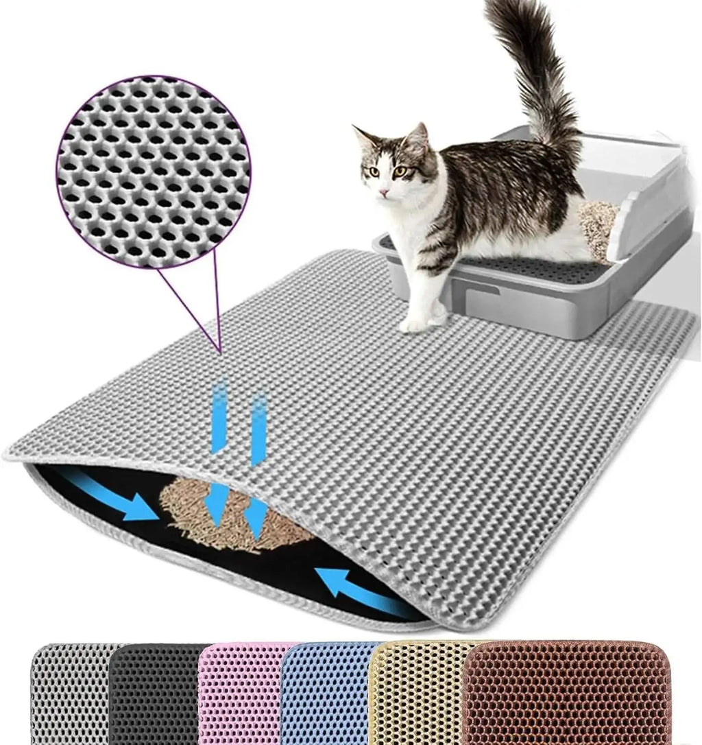 Honeycomb Cat Litter Mat - Double Layer Waterproof & Easy Clean Design