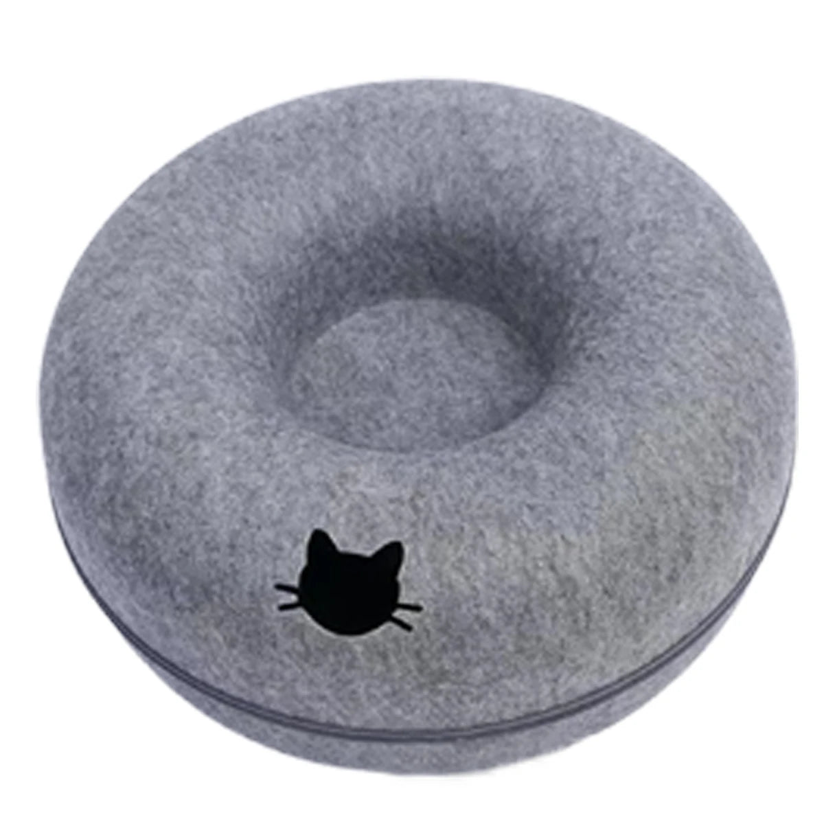 Felt Donut Cat Bed – 2-in-1 Hideaway & Tunnel for Cats