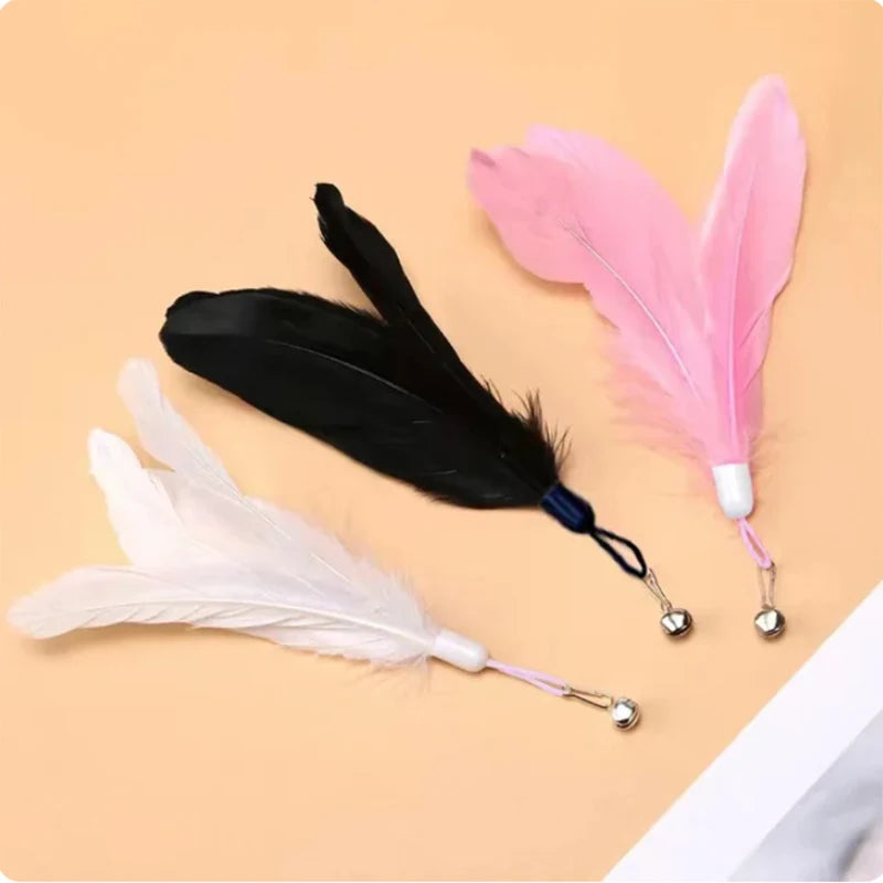Interactive Cat Feather Toy - Suction Cup Mounted with Replaceable Feathers