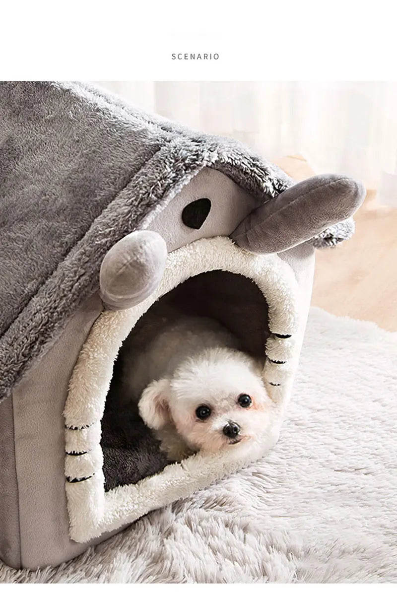Foldable Dog & Cat House Bed – Warm Pet Nest for Small & Medium Pets