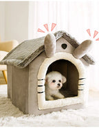 Foldable Dog & Cat House Bed – Warm Pet Nest for Small & Medium Pets