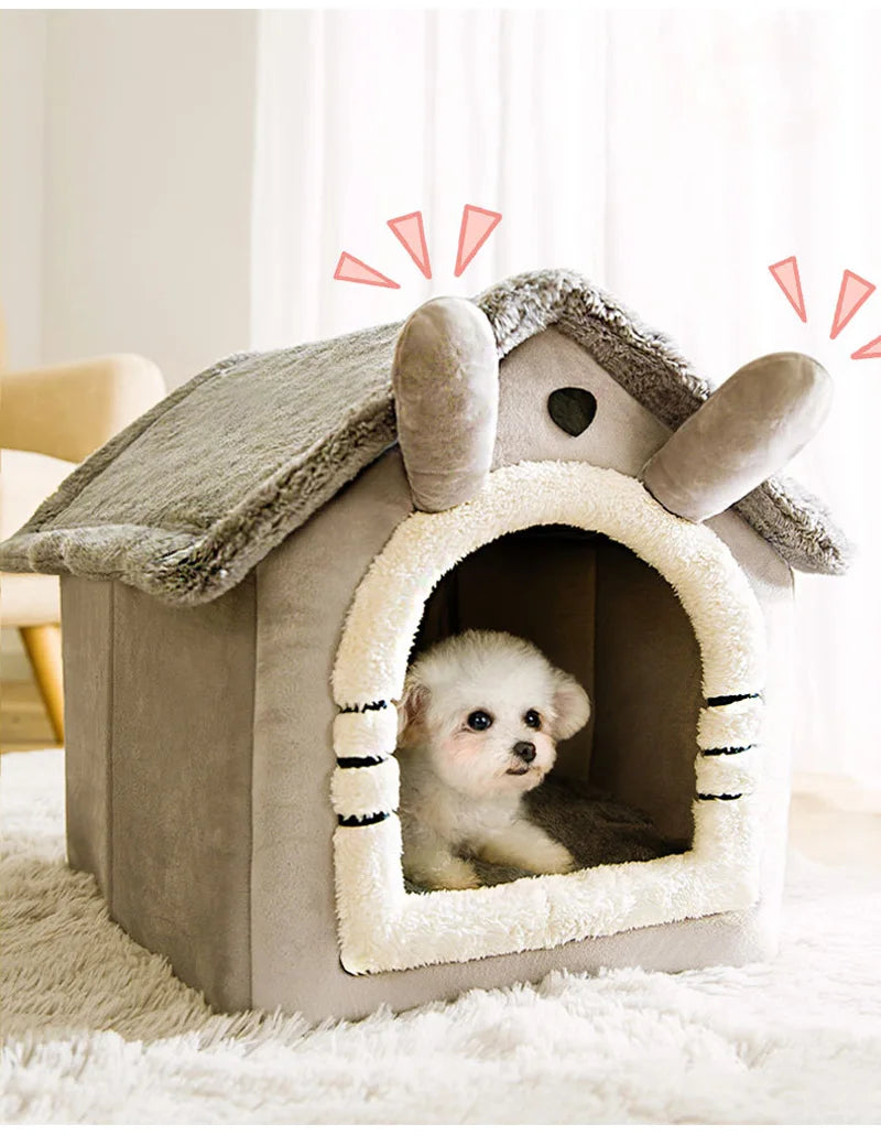 Foldable Dog & Cat House Bed – Warm Pet Nest for Small & Medium Pets