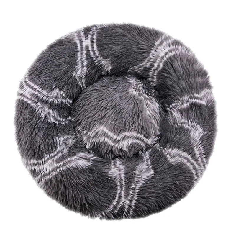 Round Plush Pet Bed – Soft Warm Dog & Cat Bed for Winter